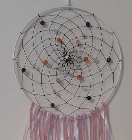 Miniature : Attrape Rêve Pierre Naturelle Rose 25 cm