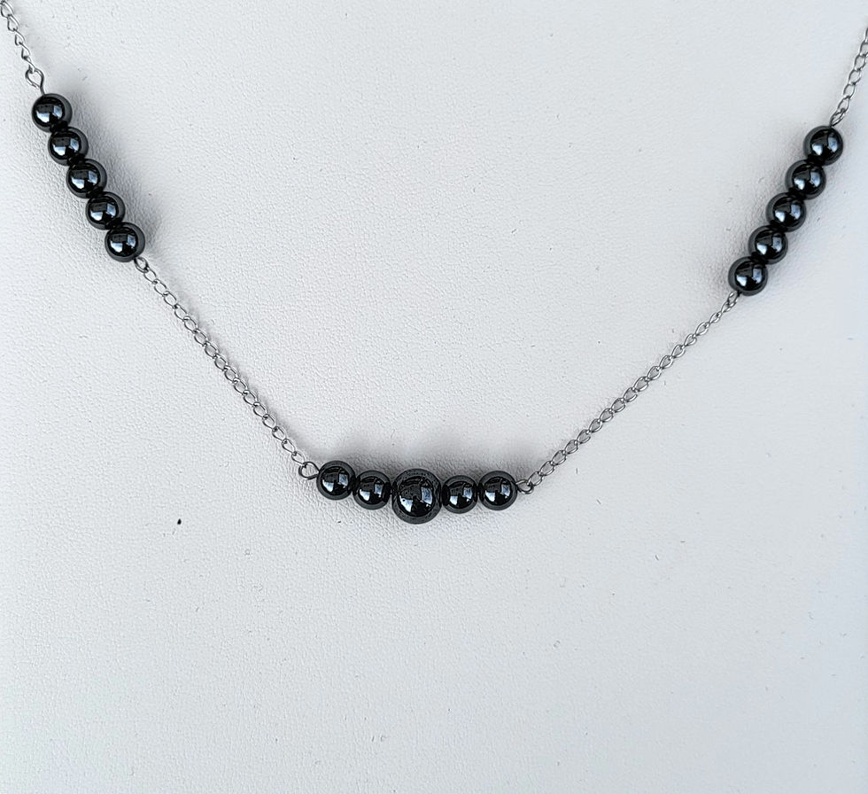 Miniature : Collier pierre HEMATITE et Acier Inox 