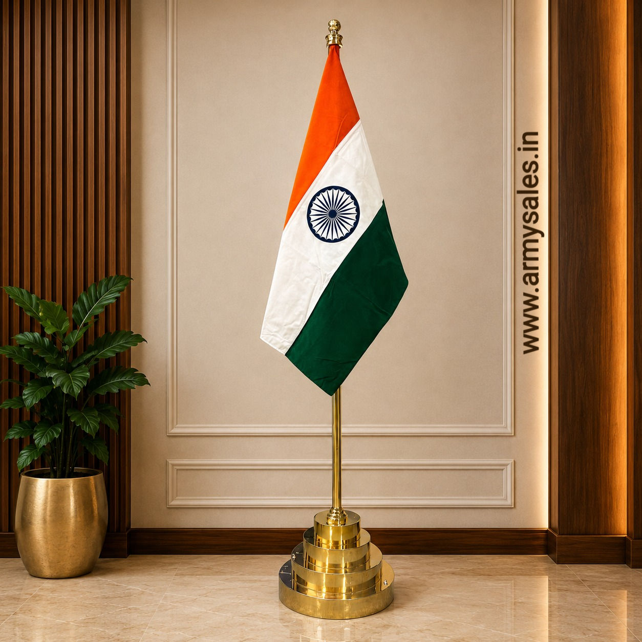 Brass Stand with National Flag