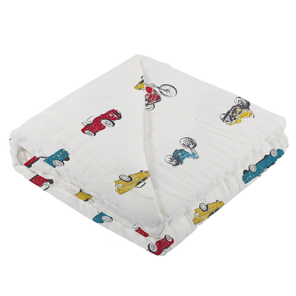 Thumbnail: Vintage Muscle Cars and Motorcycles Bamboo Muslin Newcastle Blanket