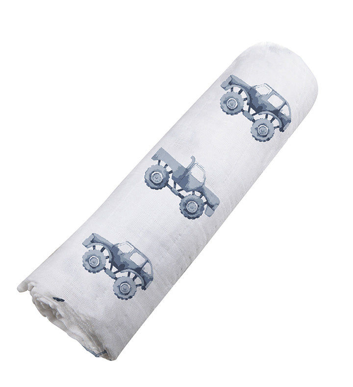 Thumbnail: Indigo Monster Trucks Cotton Swaddle