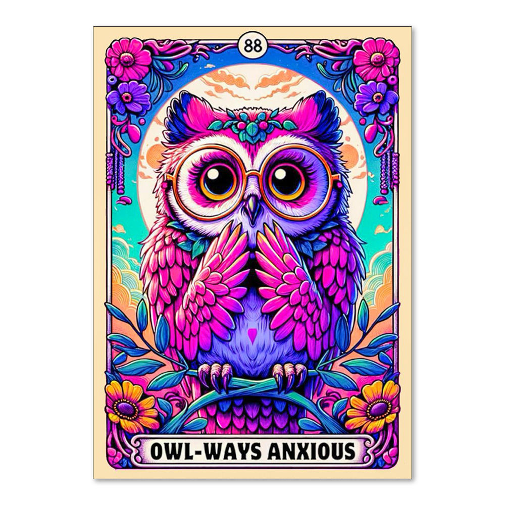 2pcs/Set 5D DIY Owl Tarot Card Diamond Painting Kit Art Rhinestone Cross Stitch