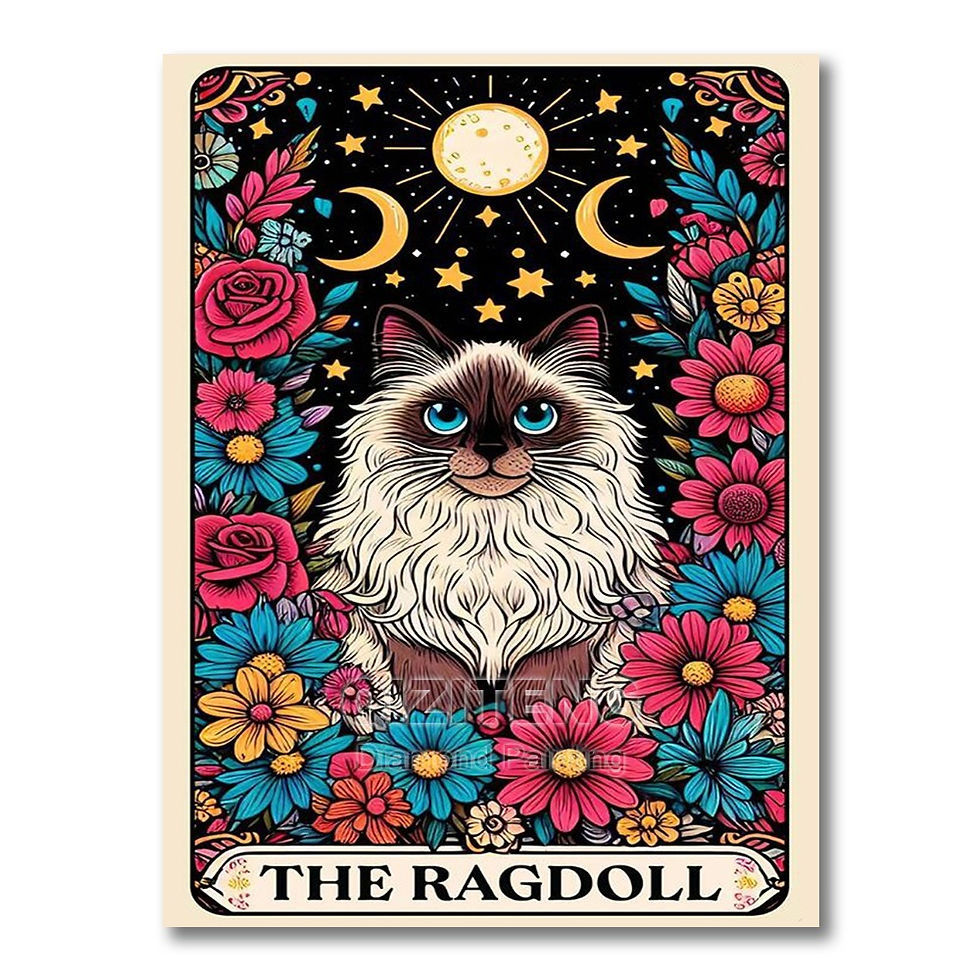 Thumbnail: DIY Diamond Painting Tarot Card Cat Full Diamond Embroidery Cartoon Animal Flowe