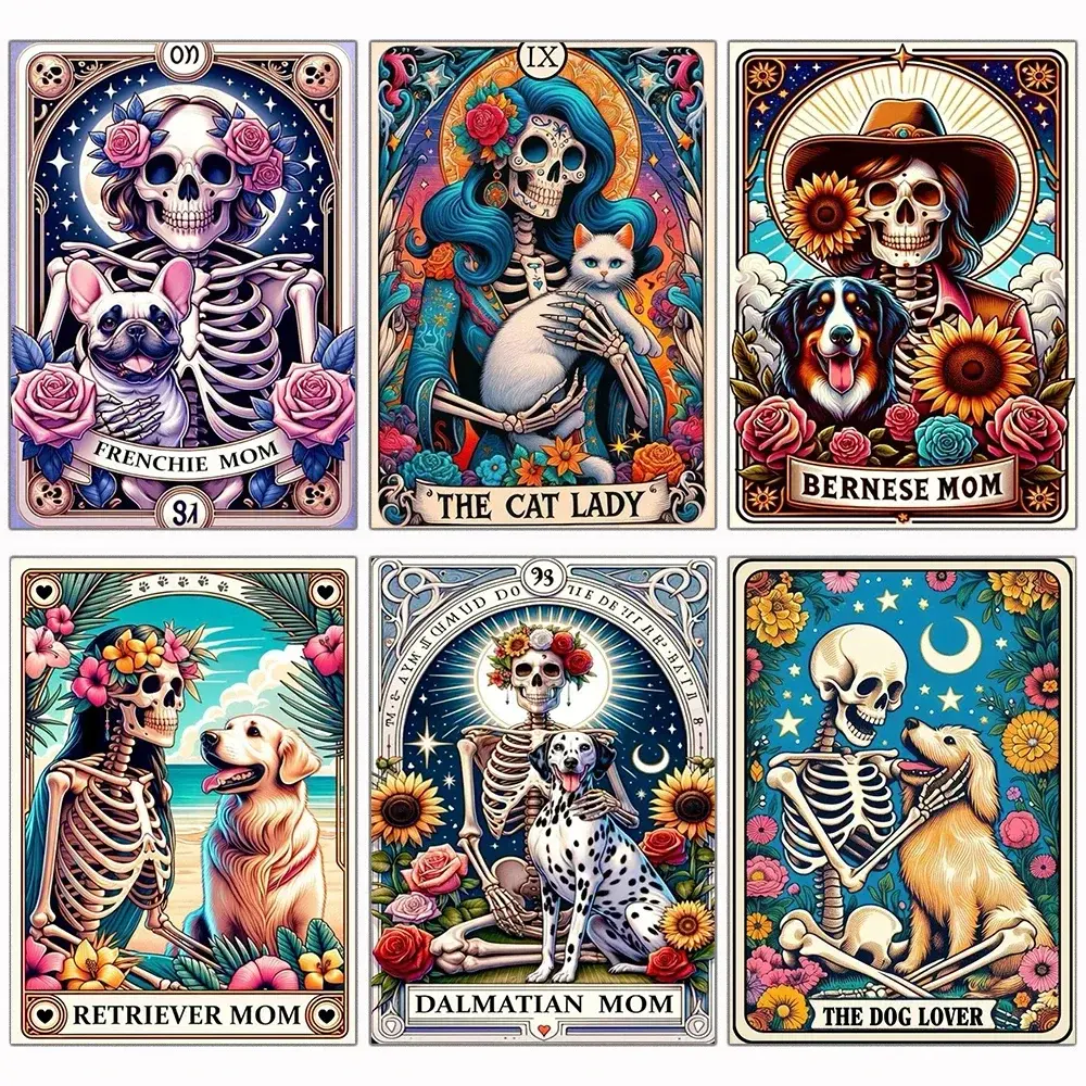 DIY Diamond Embroidery Tarot Card Diamond Painting Cartoon Skeleton Cross Stitch