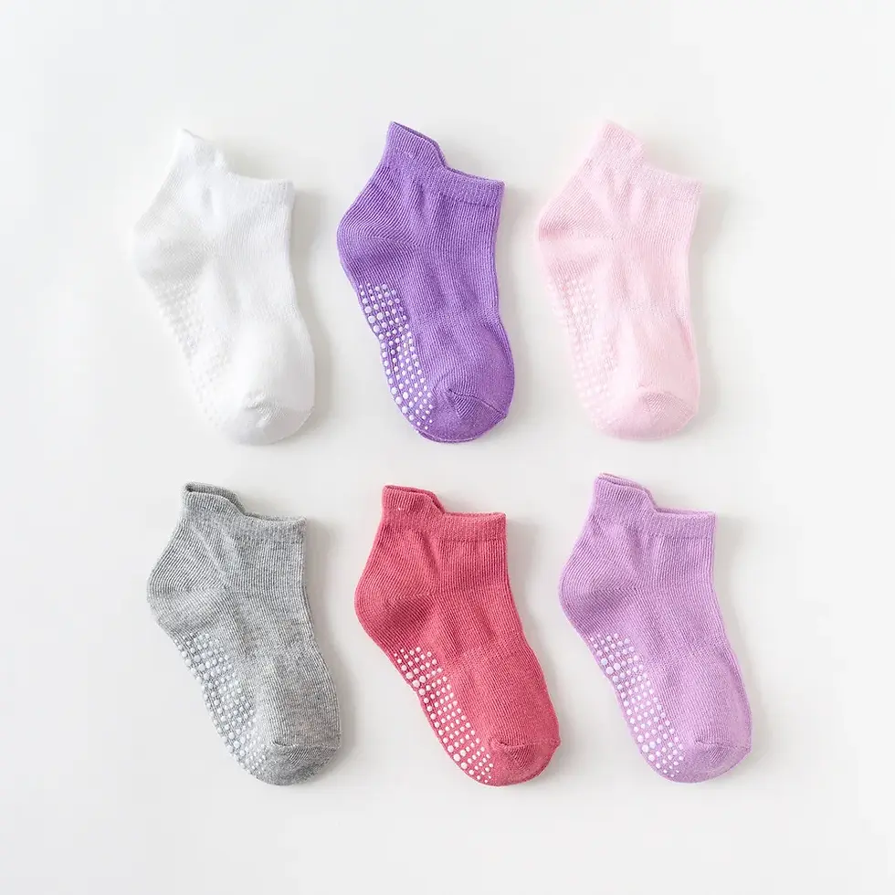 Thumbnail: 6 Pairs/0 to 6 Yrs Cotton Children's Anti-Slip Boat Socks