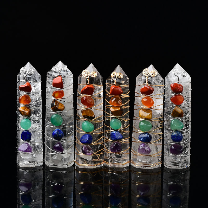 Thumbnail: Natural Clear Quartz Crystals 7 Seven Chakra Point