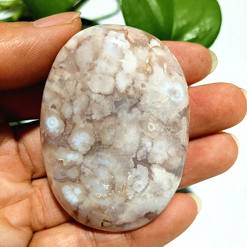 Thumbnail: Natural Cherry Blossom Agate Crystals Palm Stone