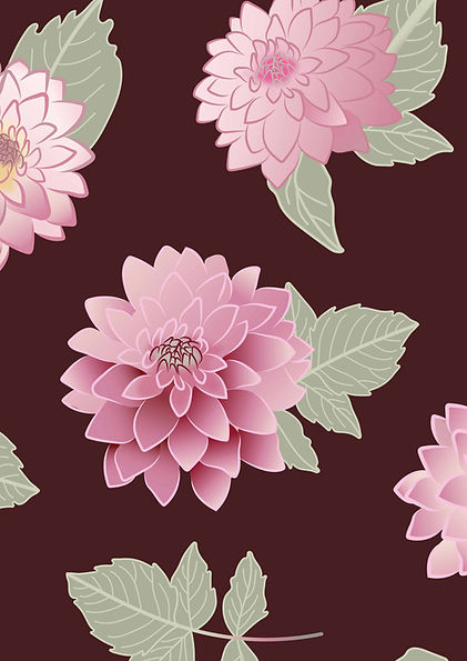Bespoke custom designed dahlia wallpaper in blood red and pink by Tiny Giraffe for Proud Mary Stylist in Melbourne