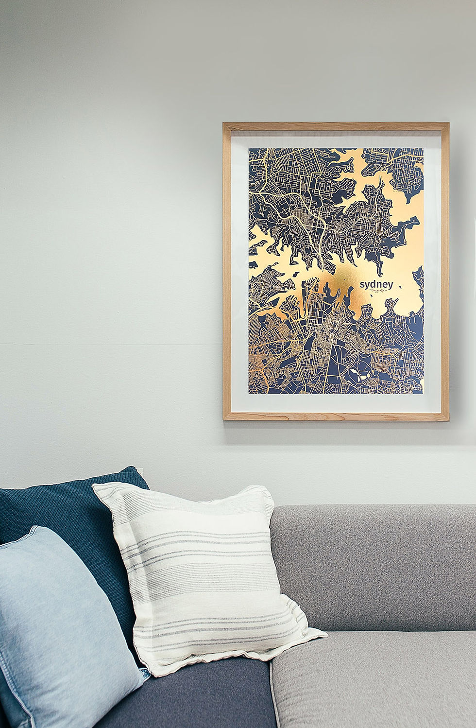Thumbnail: Sydney Map Art Print in Gold Foil on Navy