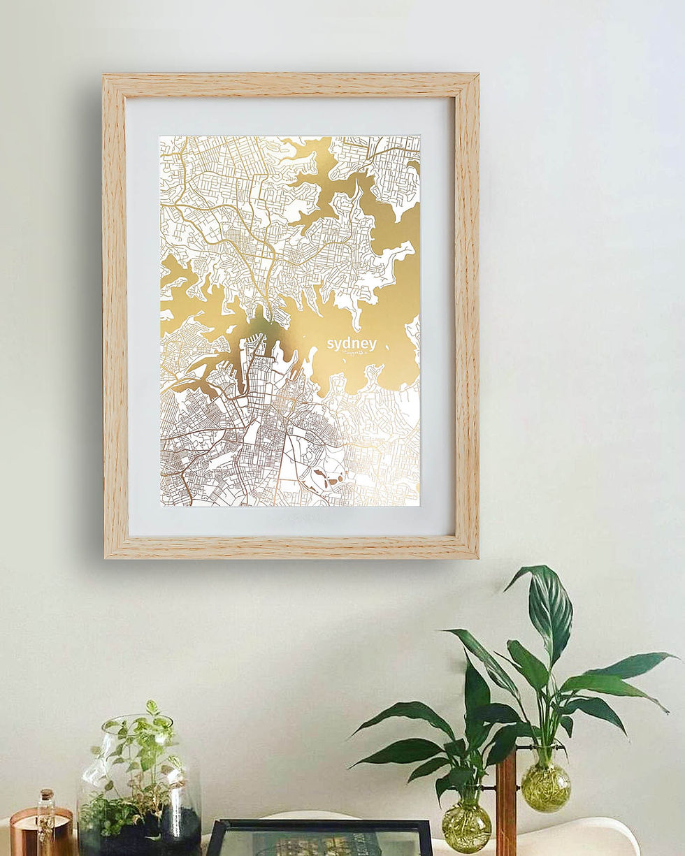 Thumbnail: Sydney City Map Print in Gold Foil