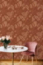 Wattle in Burnt Umbre – Australian Native Patterned Wallpaper