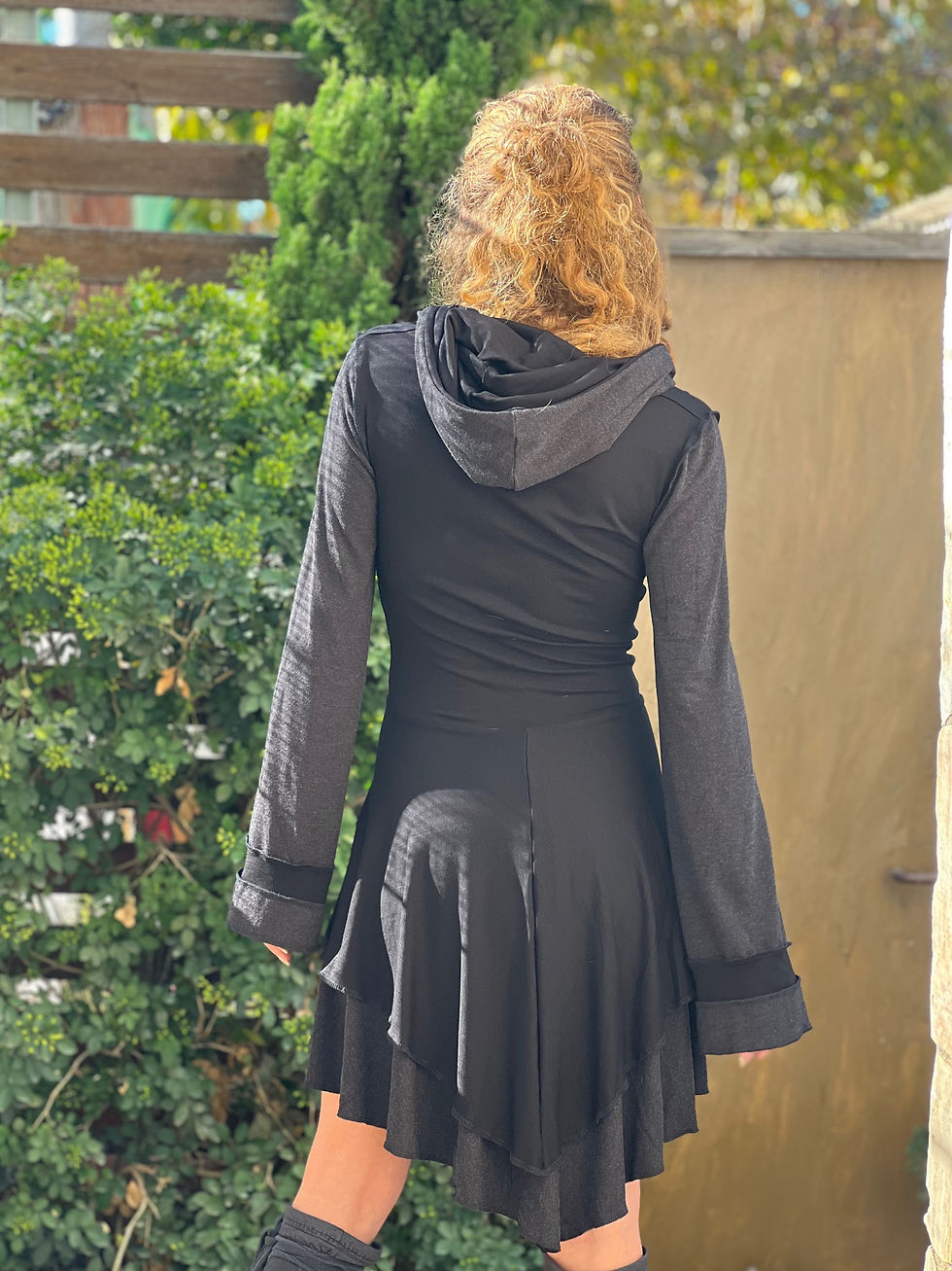 Cleo Hoodie Dress Black Back View