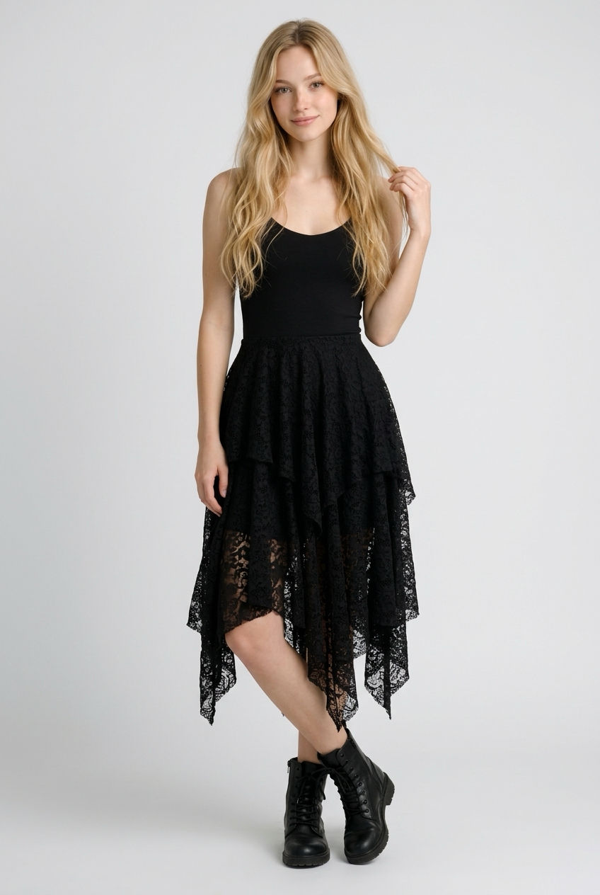 תמונה ממוזערת: שמלת תחרה Mystic rose שחור פרחים