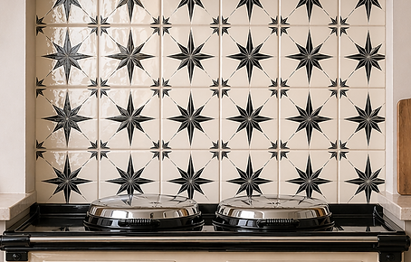 Star tiles Hand painted over a four tile design