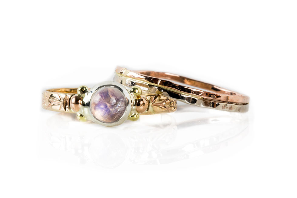 Thumbnail: Moonstone and Gold Sweetheart Ring