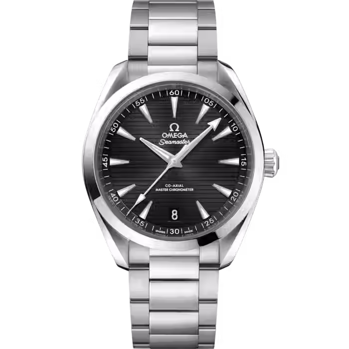 Omega Aqua Terra Black Bezel and Steel Bracelet Watch