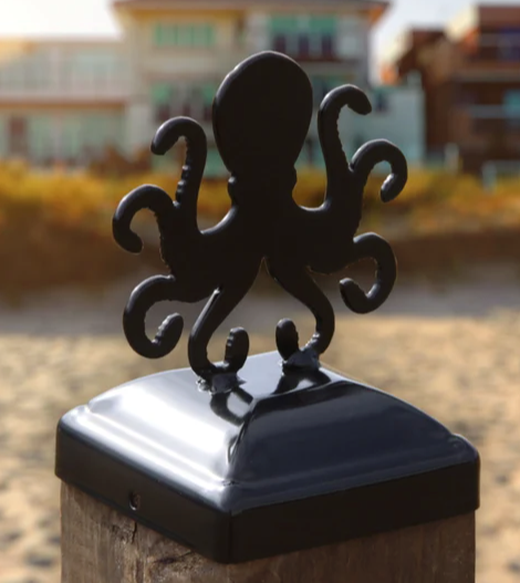 outdoor post with an octopus figure on top