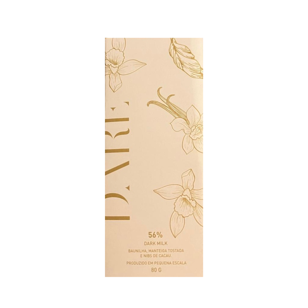 57% dark milk Baunilha, Manteiga tostada e nibs - Darê - 80g