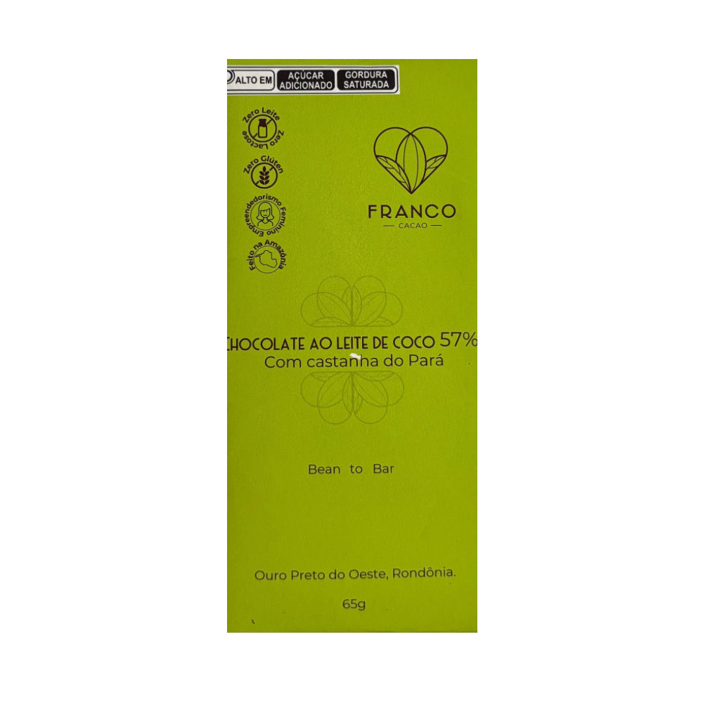 🌱57% ao Leite de Coco c castanha do pará - Jhanne Franco - 60g