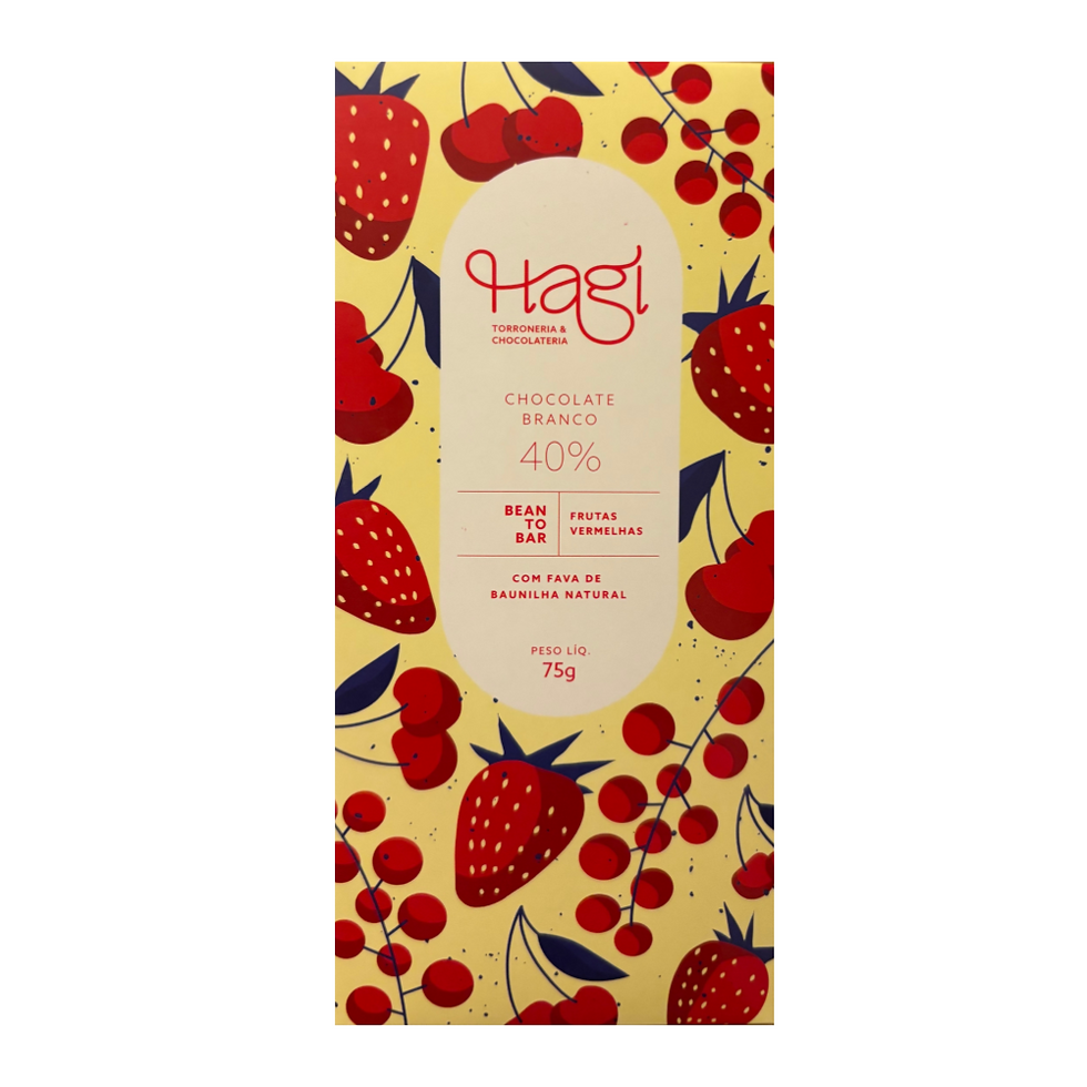 Chocolate Branco com frutas vermelhas - Hagi torroneria e chocolateria - 75g