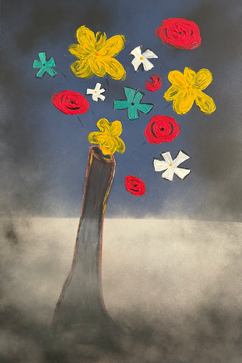 Abstract painting of flowers