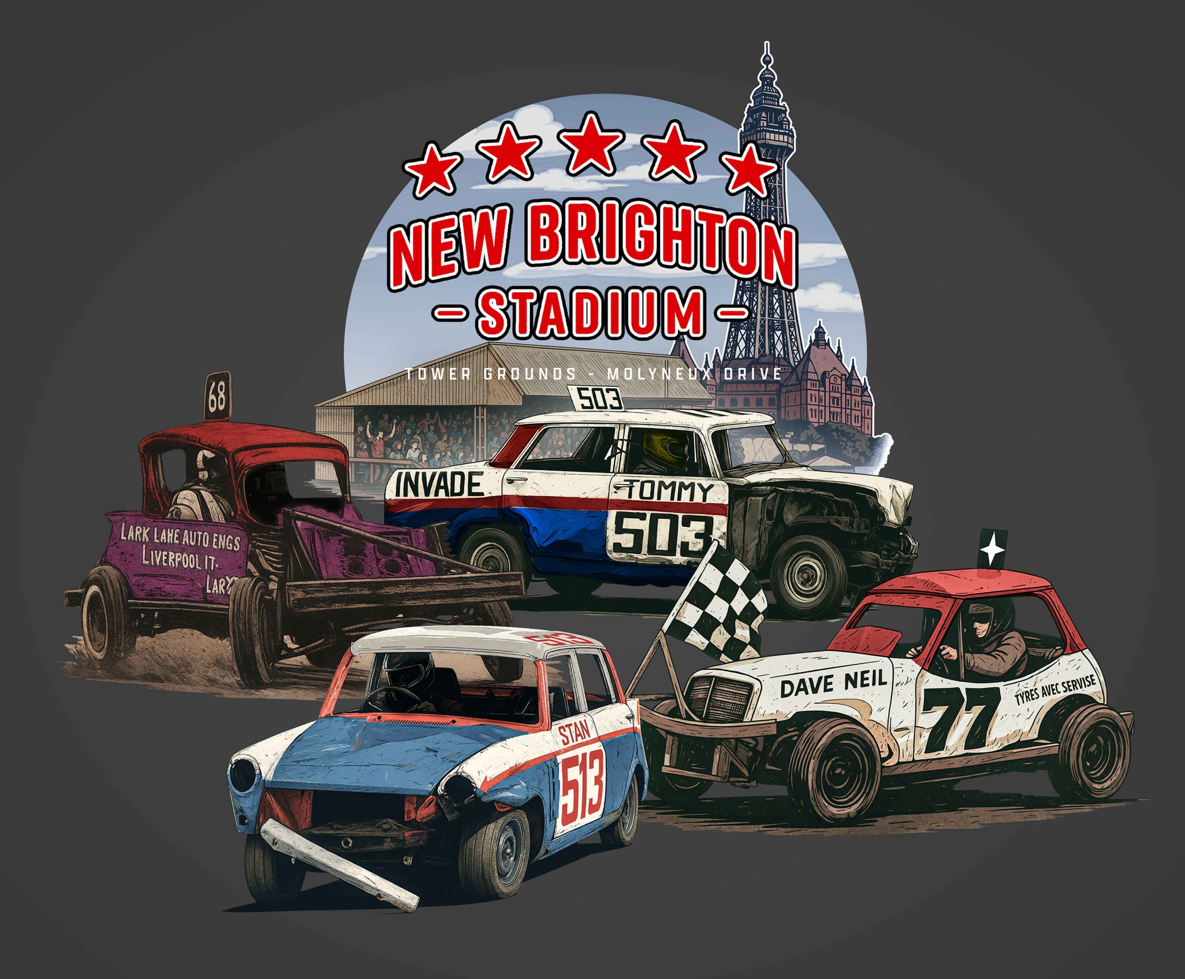 Retro New Brighton Stadium Bangers and Mod Stocks Hoodie