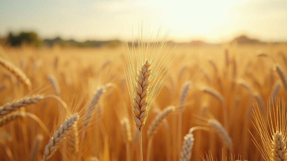 Close-up view of a wheat field ready for harvest