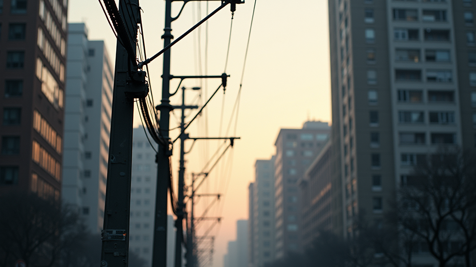 Close-up view of an urban electric grid