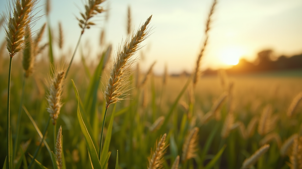 Eye-level view of a field with various bio-input products