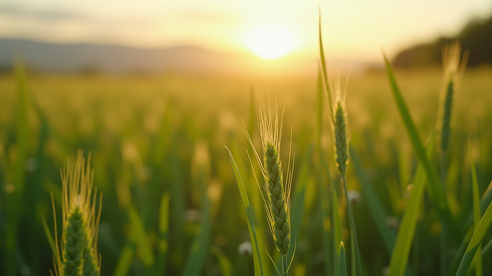 Close-up view of a field with growing crops