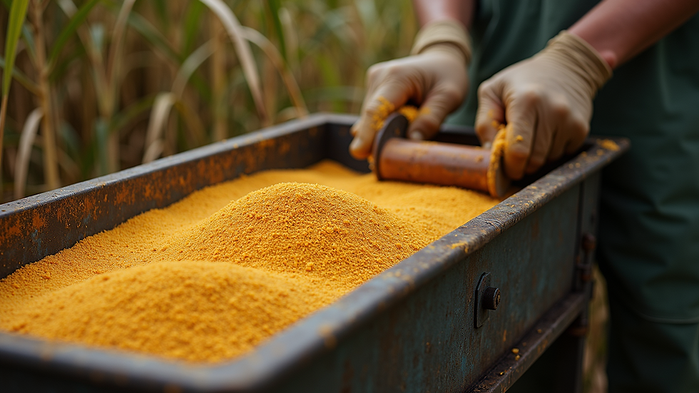 High angle view of sugarcane processing equipment