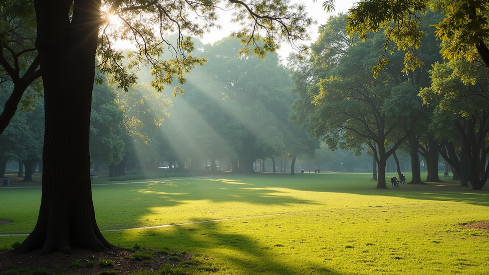 Wide angle view of a serene park in Brasília