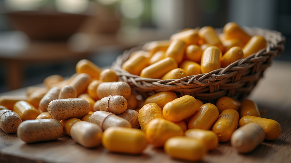 Close-up view of equine nutritional supplements