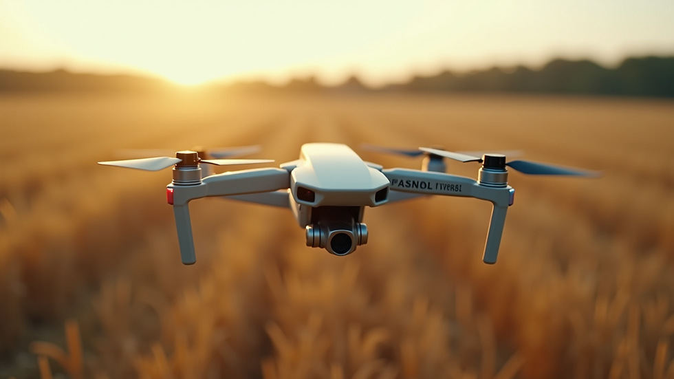 Close-up view of a drone capturing a music video in a rural farm setting