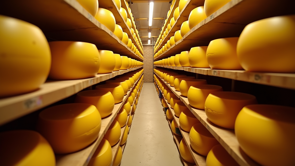 High angle view of a cheese cellar storing aged Minas cheese