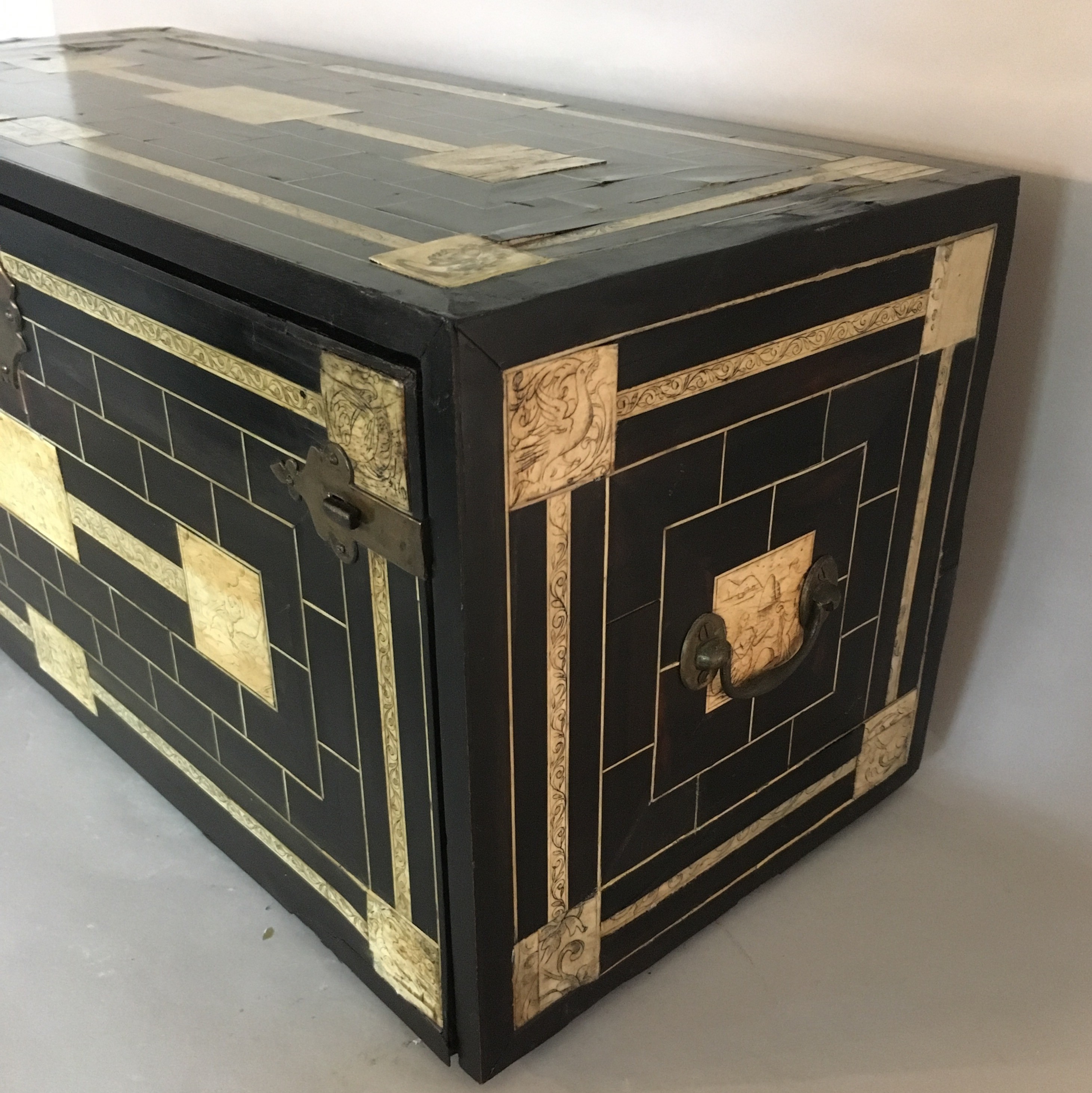 16th c. ebony and ivory desk cabinet