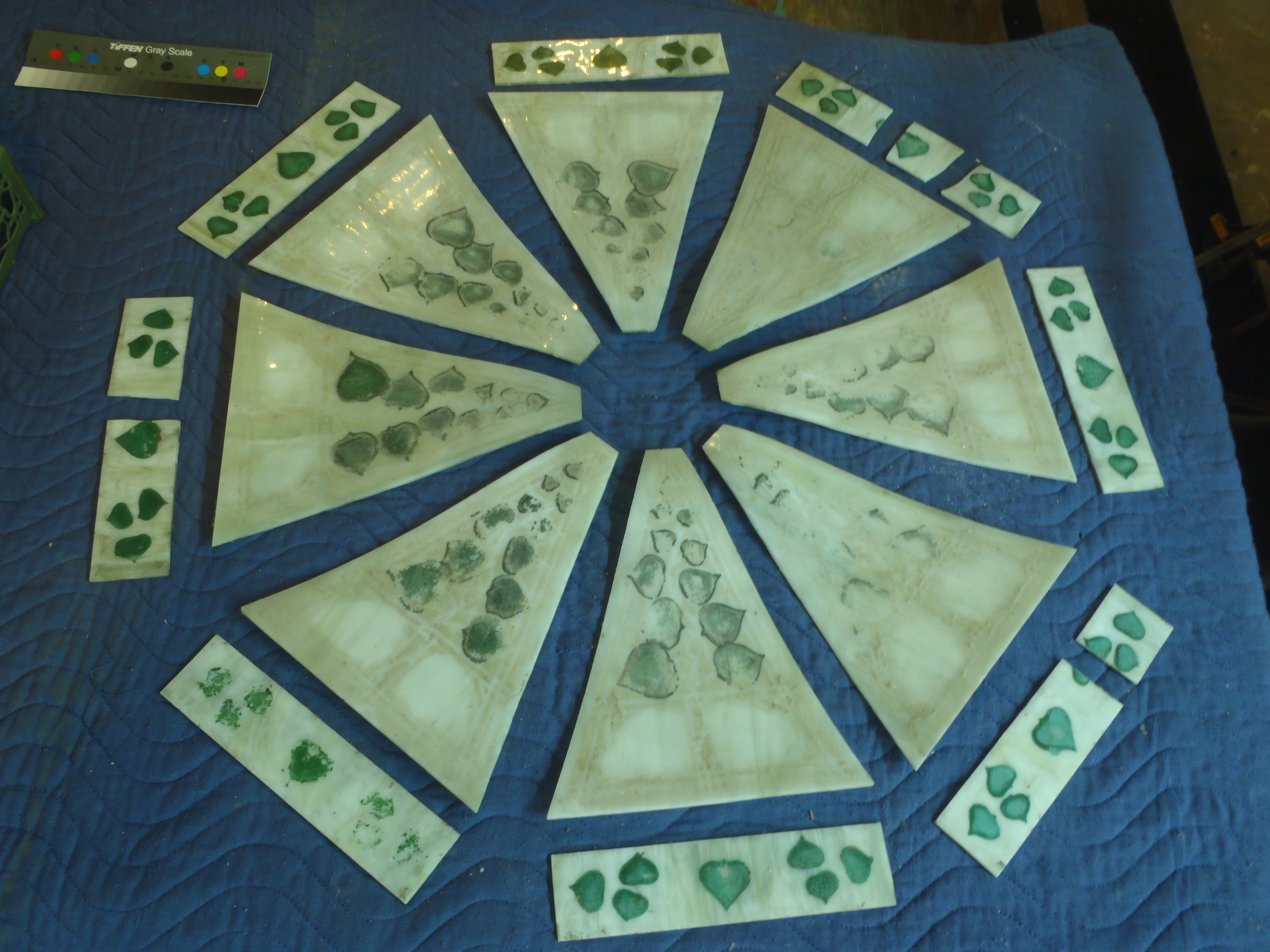Faded glass lampshade panels