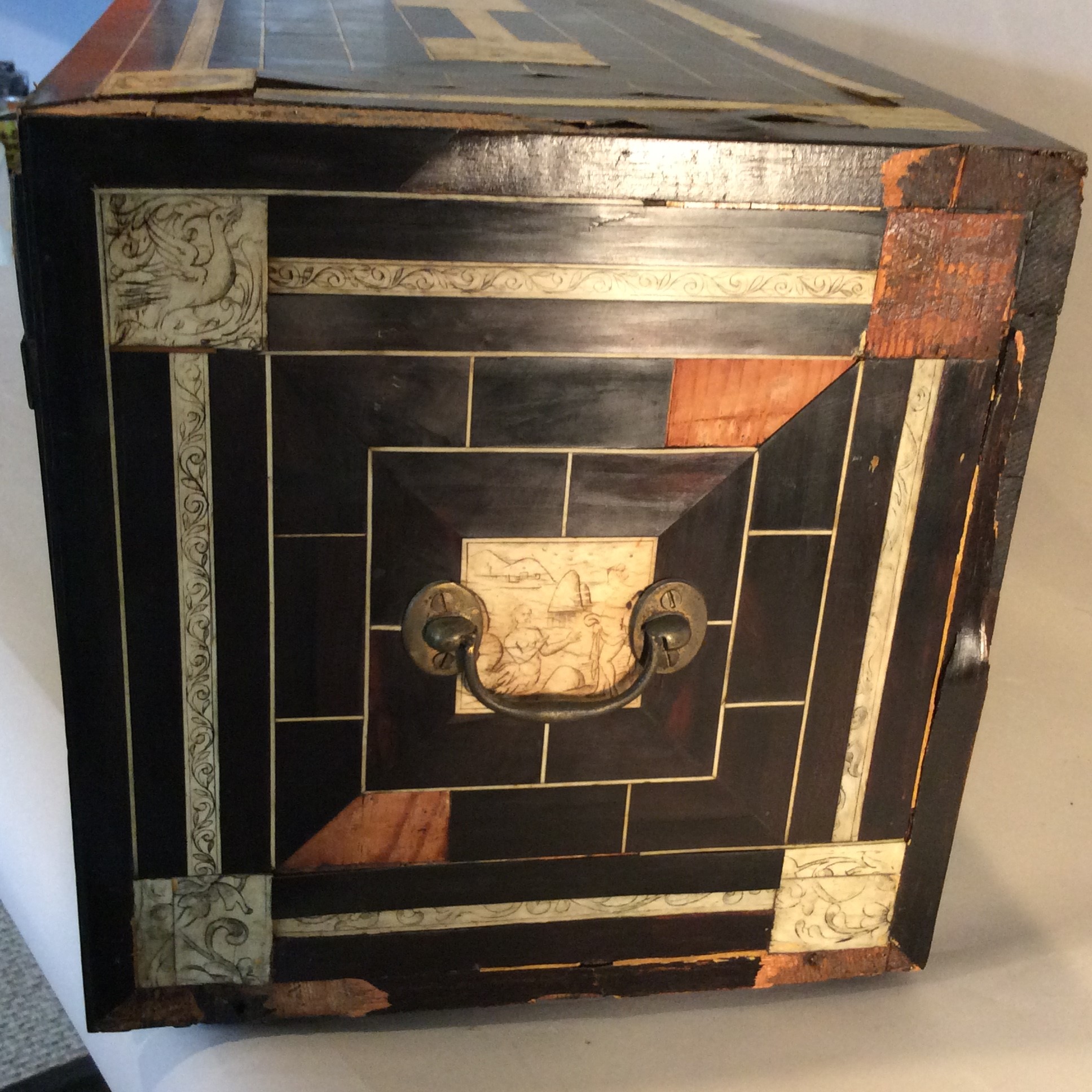 16th c. ebony and ivory desk cabinet