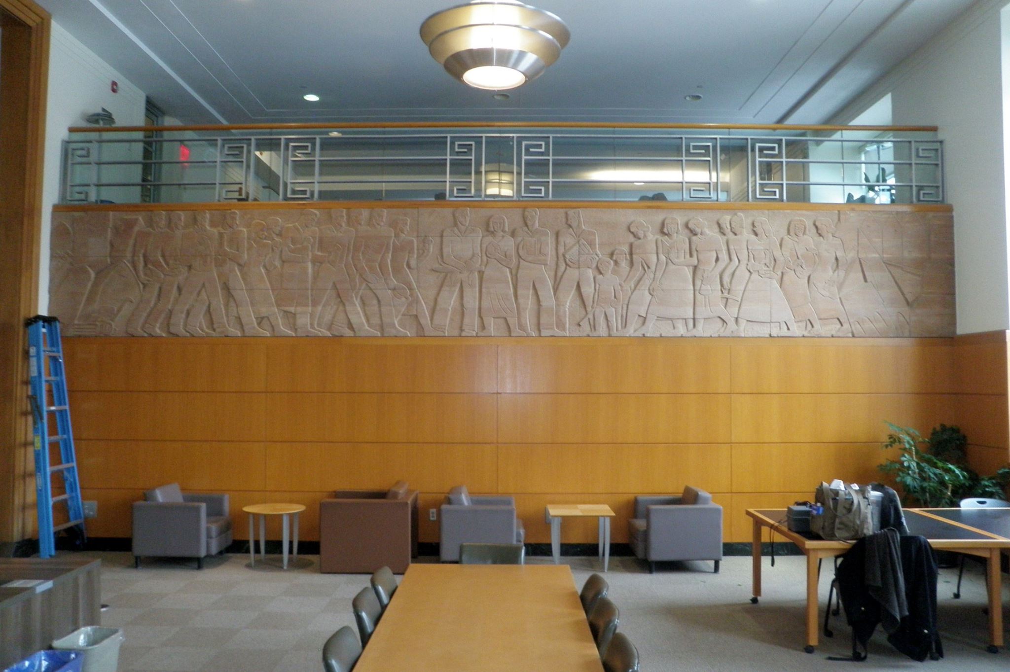 Elfriede M. Abbe, carved oak mural
