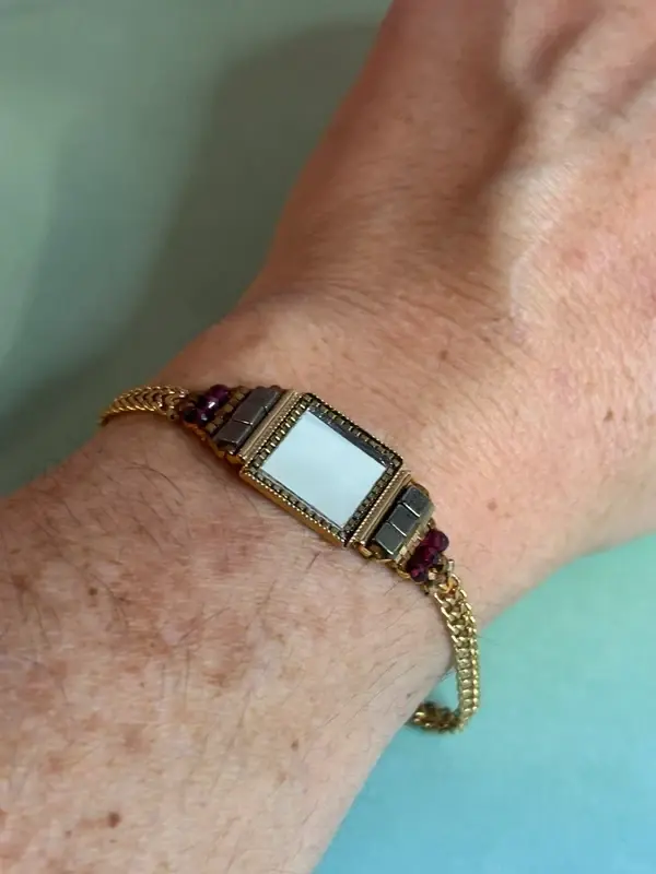 Satellite bracelet doré à l’or fin 14/18 carats miroir rouge vert