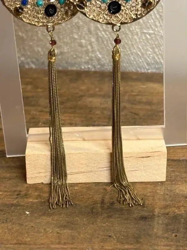 Satellite boucles d’oreilles clips dorées à l’or fin 14/18 carats – pâte de verre rouge