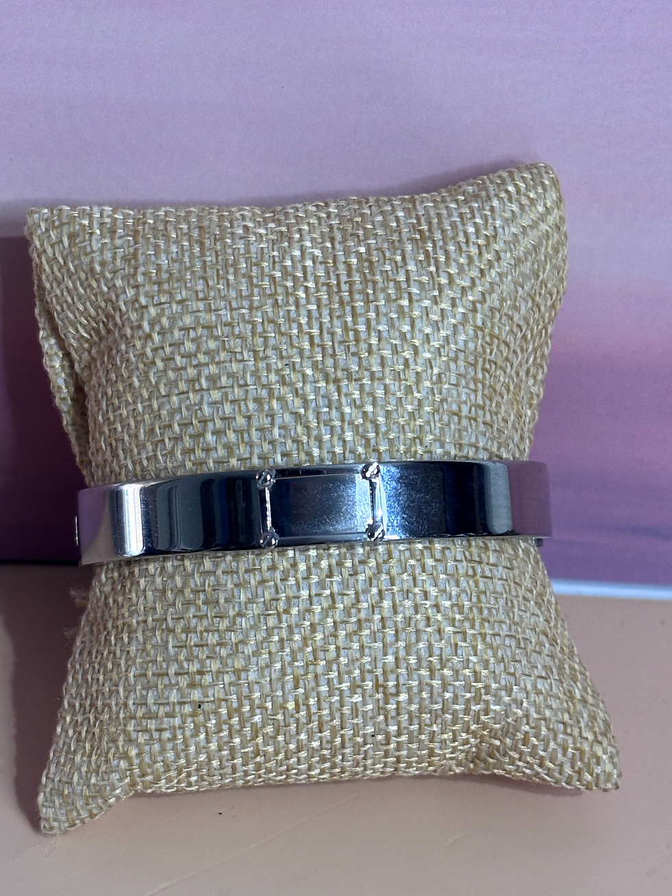 Agatha jonc bracelet rigide argenté en acier inoxydable – 6,8 cm