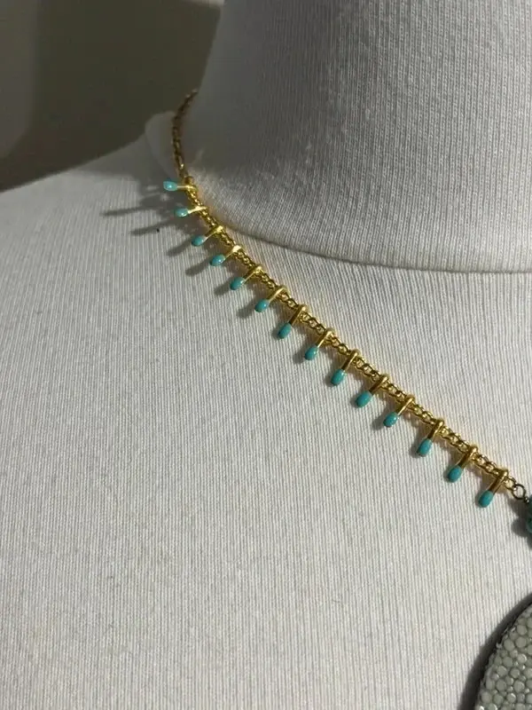 Satellite collier plastron doré – plaqué Or fin 14/18 carats, bleu turquoise