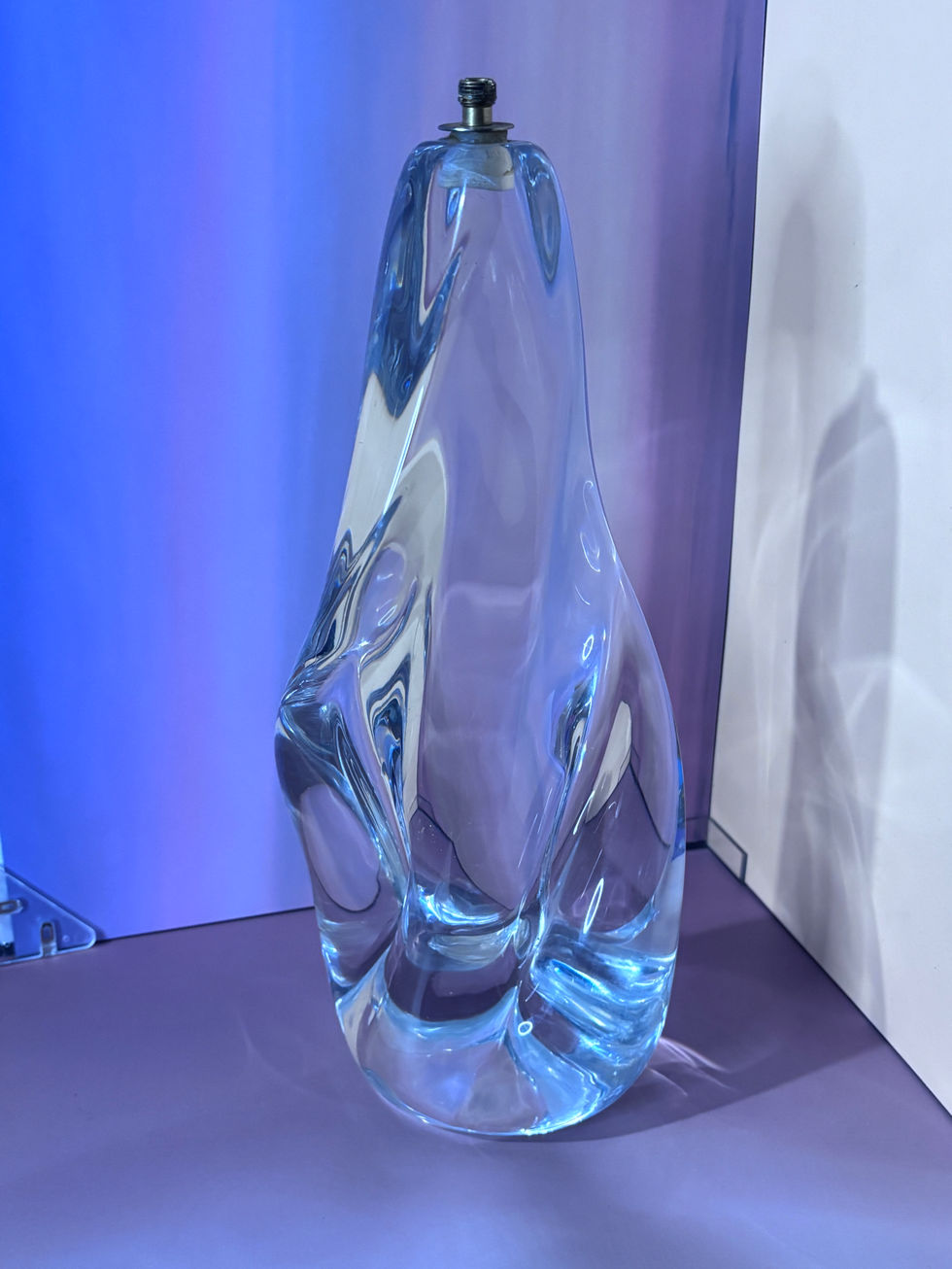 Pied de lampe Schneider en cristal massif moderniste années 60 – 32 cm