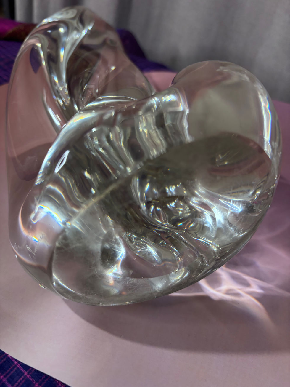 Pied de lampe Schneider en cristal massif moderniste années 60 – 32 cm