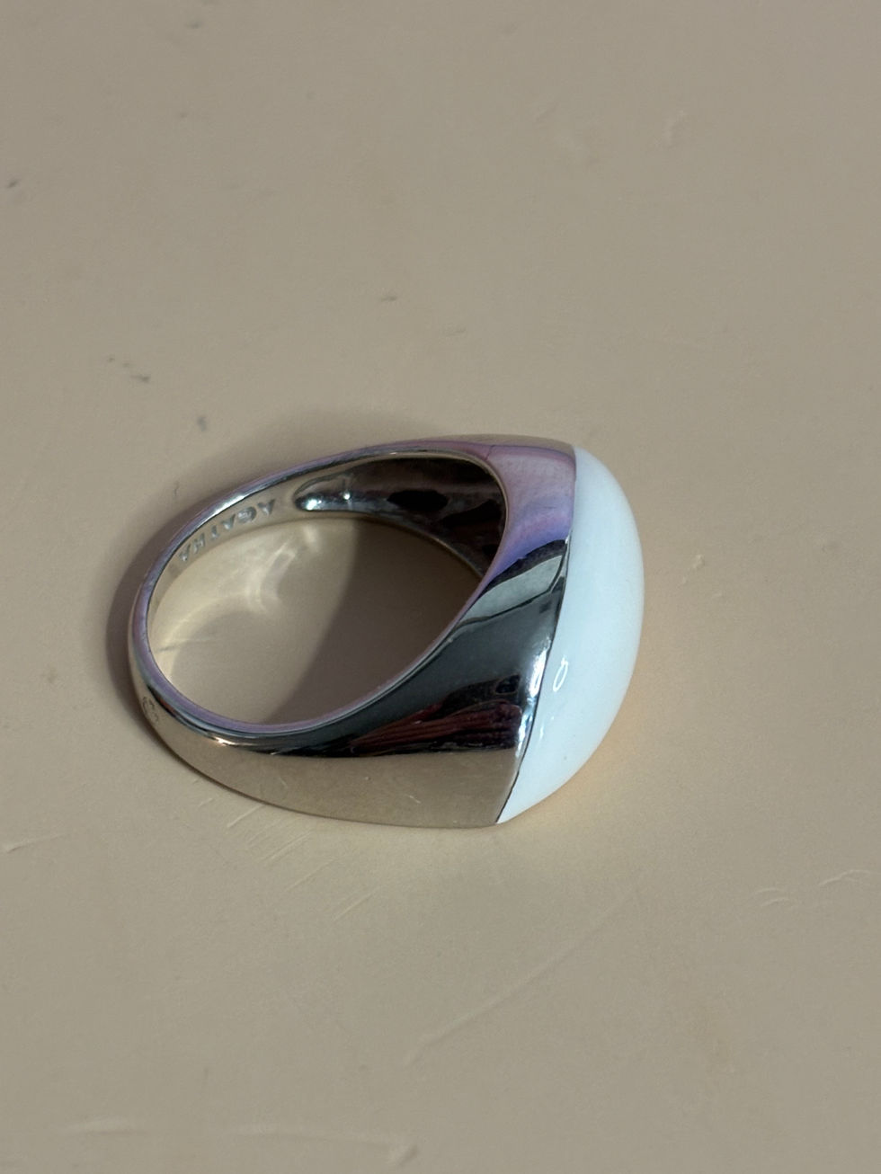 Bague Agatha T52 demi-jonc en argent 925 – Dessus blanc