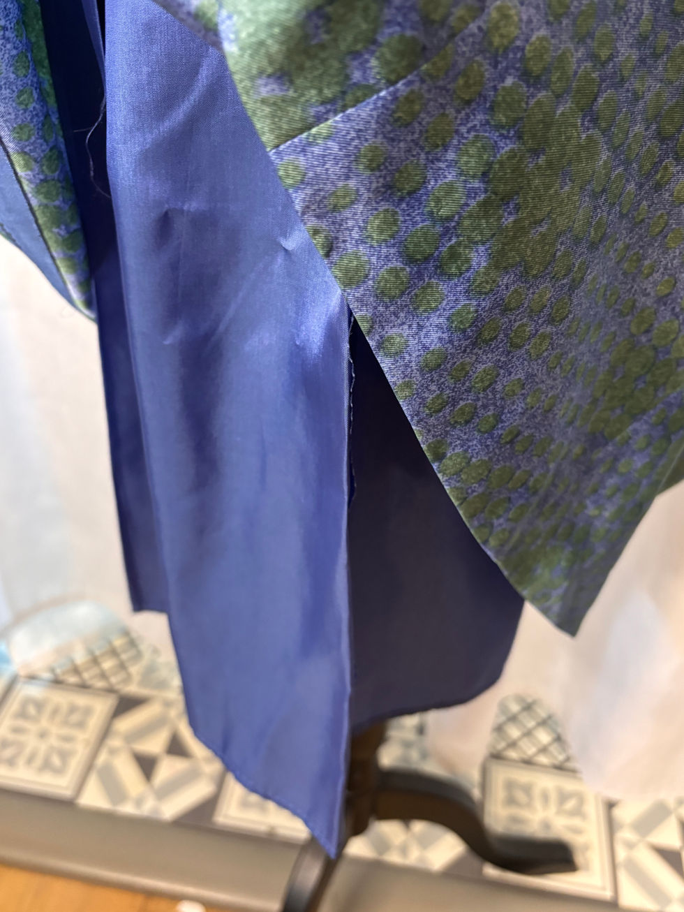 Ensemble robe et veste vintage T42/44 – Bleu et vert soyeux