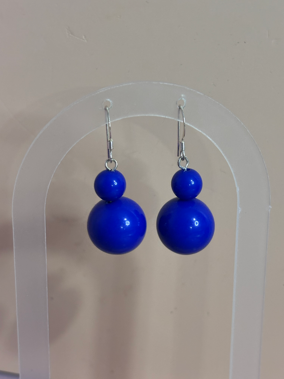 Boucles d’oreilles Agatha Bleu roi « Smile Crochet » – 5 cm