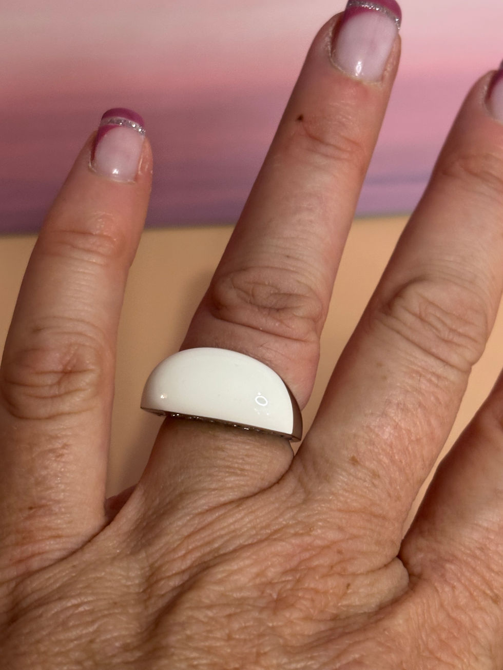 Bague Agatha T52 demi-jonc en argent 925 – Dessus blanc