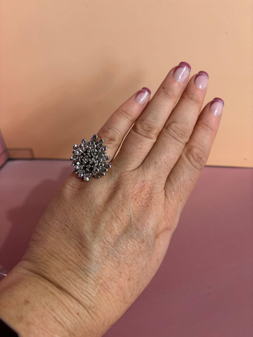 Bague Agatha Dahlia argentée T52 – Bague fantaisie neuve